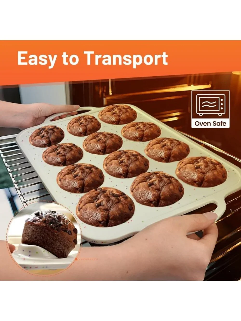 2-Pack Silicone Muffin Pan Set - 12 Cup Baking Tray, BPA Free, Oven & Dishwasher
